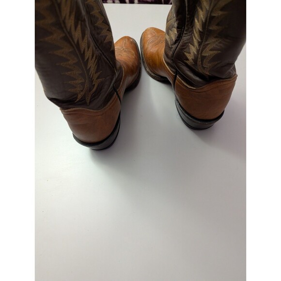 Vintage Tony Lama Brown Leather Cowboy Boots Mens 6 B Fits Womens 7.5 8 Western